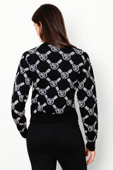 Graffiti Bear Reversible Jacquard Sweater Black