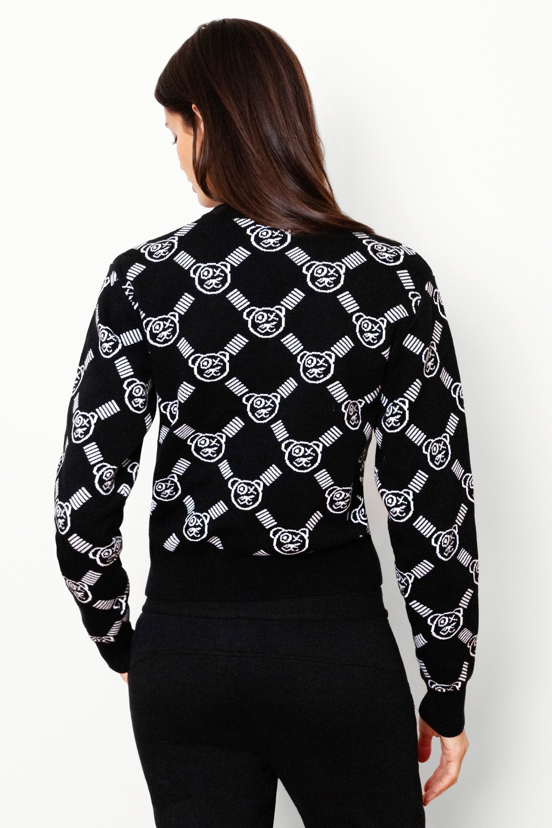 Graffiti Bear Reversible Jacquard Sweater Black