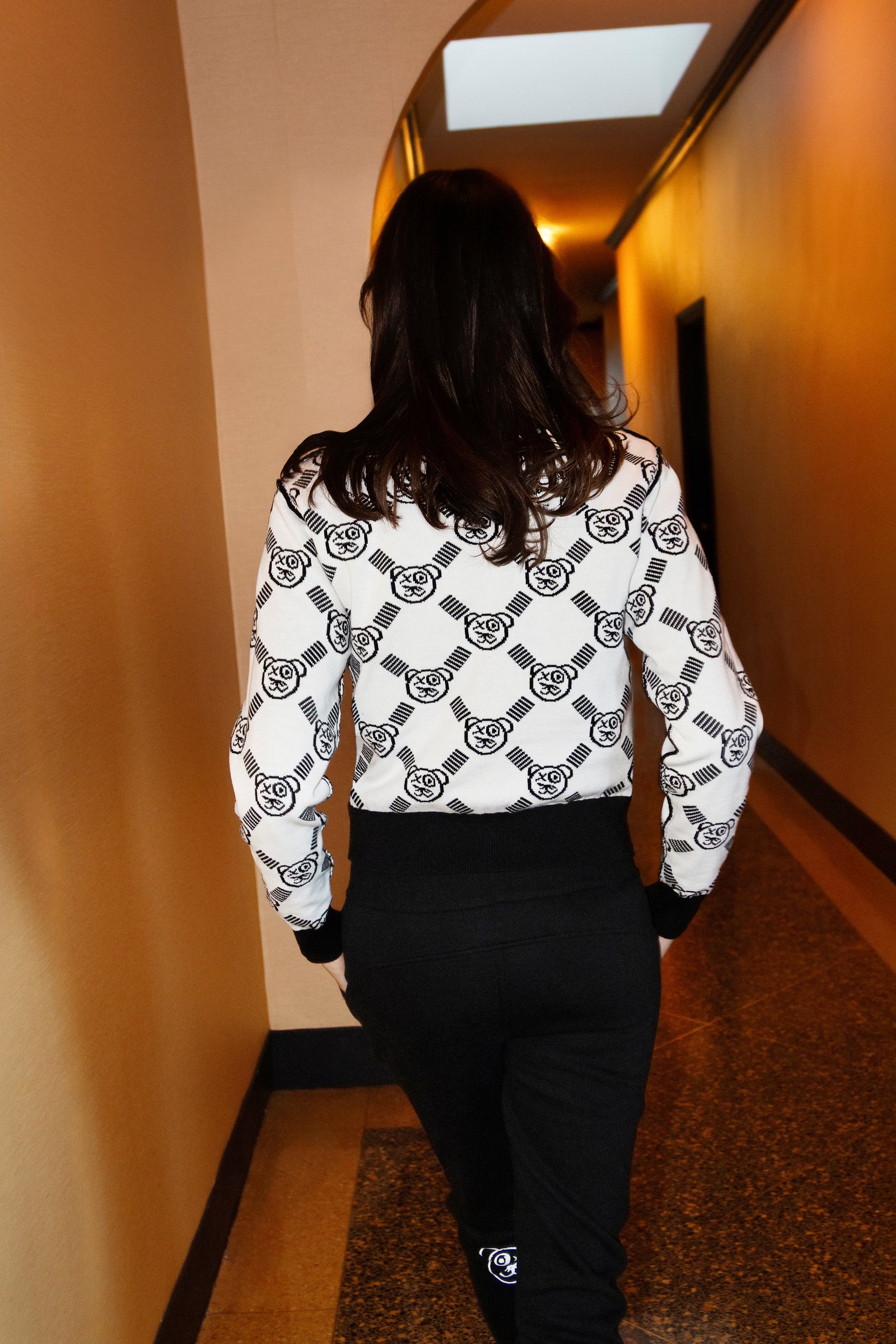 Graffiti Bear Reversible Jacquard Sweater Black