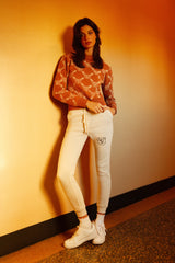 Graffiti Bear Reversible Jacquard Café Cream Sweater