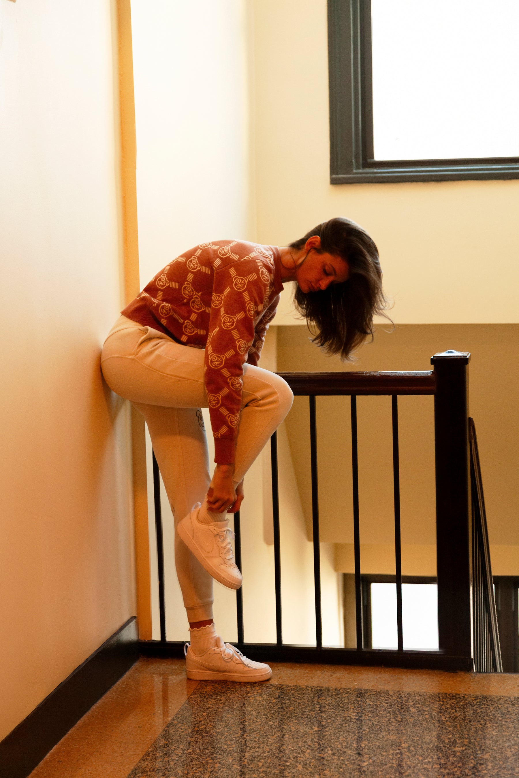 Graffiti Bear Reversible Jacquard Café Cream Sweater