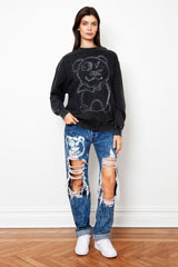 Graffiti Bear Vintage Washed Cotton Midnight Crewneck