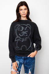 Graffiti Bear Vintage Washed Cotton Midnight Crewneck