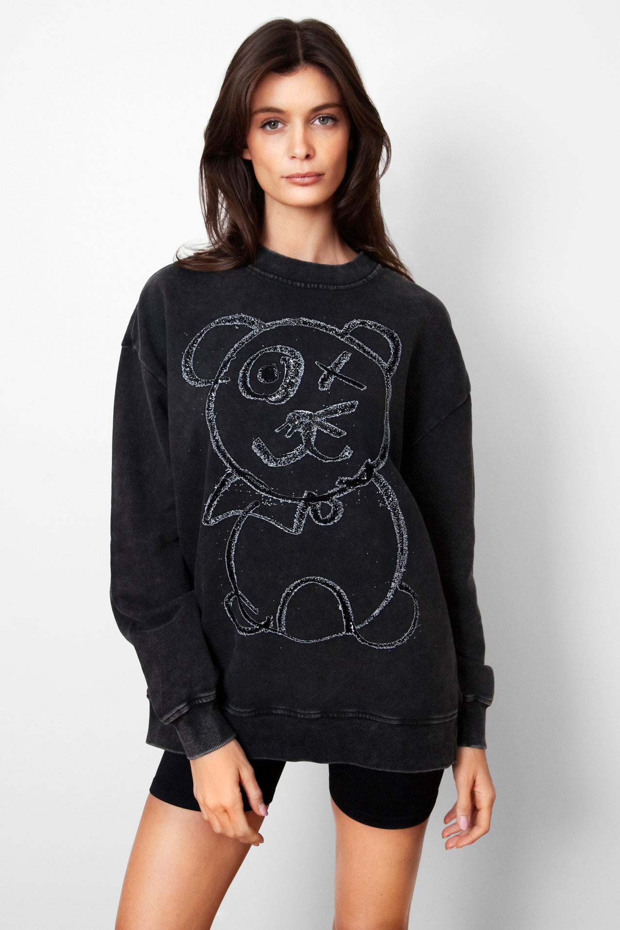 Graffiti Bear Vintage Washed Cotton Midnight Crewneck