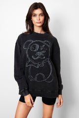 Graffiti Bear Vintage Washed Cotton Midnight Crewneck
