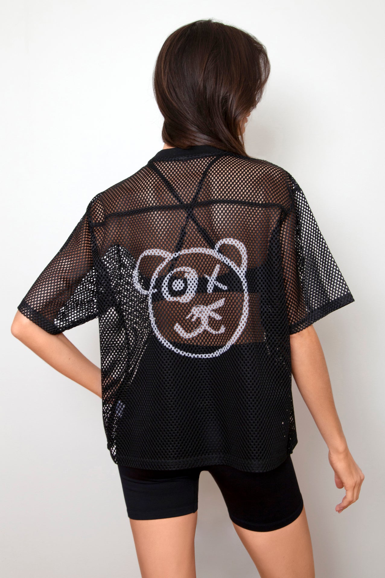 Graffiti Teddy Bear Sheer Mesh Tee