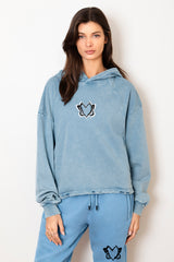 Heart With Wings Teal Blue Signature Streetware Distressed Hoodie