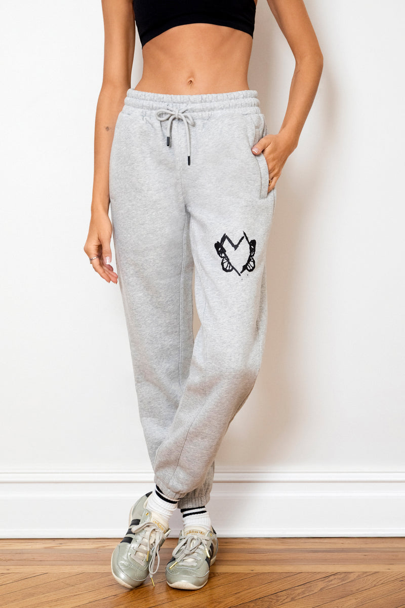 Heart With Wings Dove Grey Signature Streetware Fleece Joggers