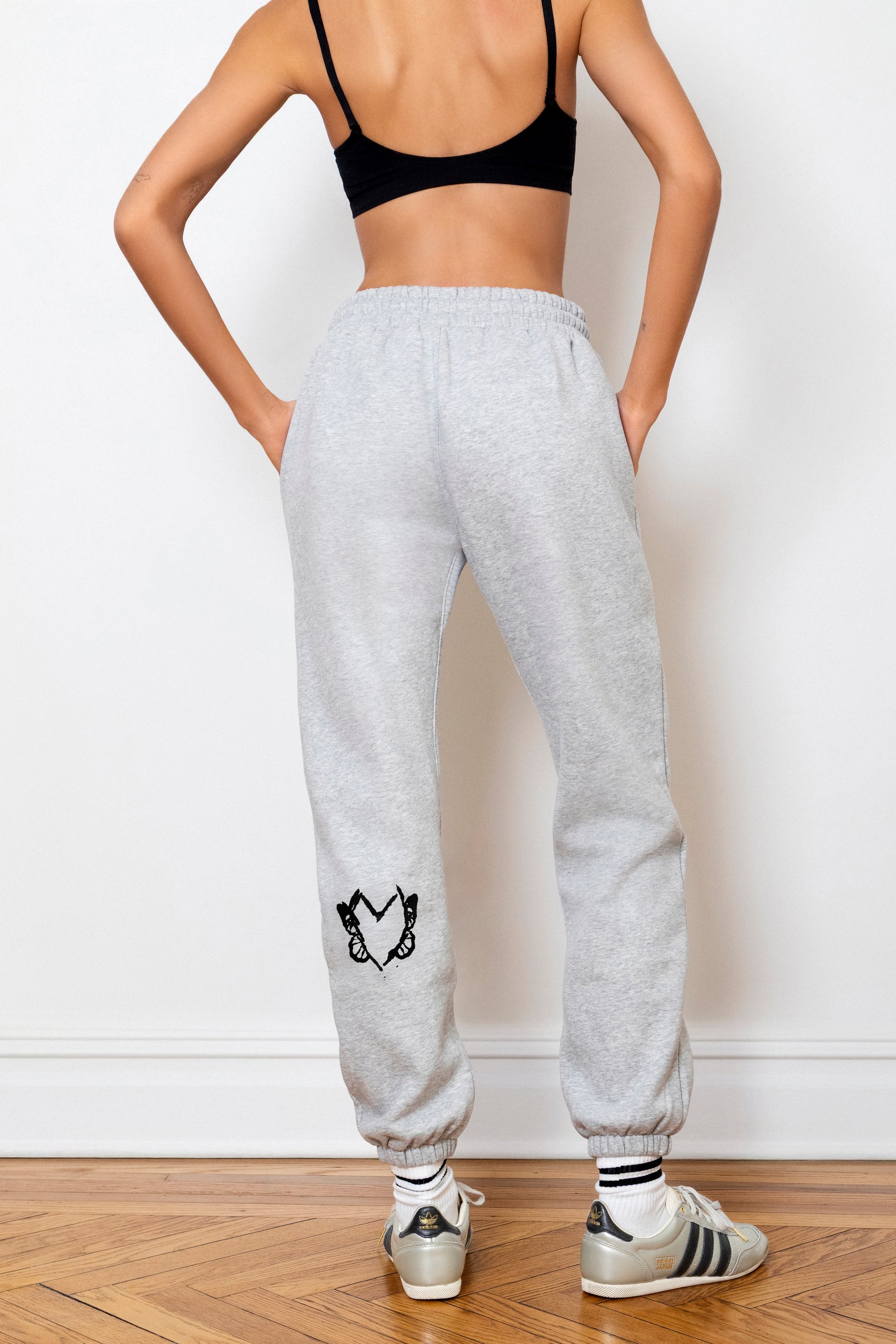 Heart With Wings Dove Grey Signature Streetware Fleece Joggers