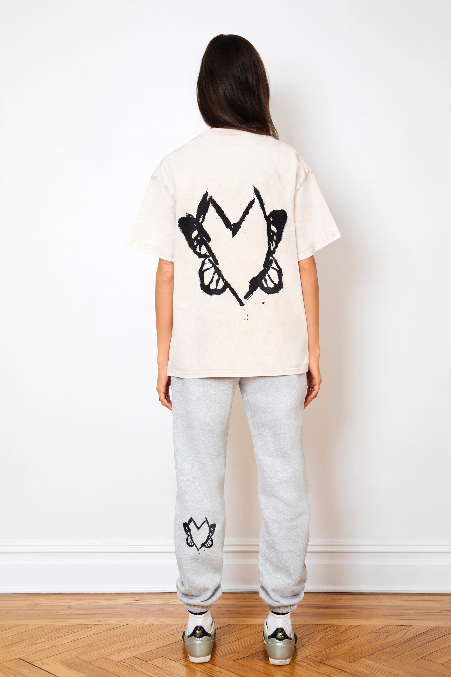 Heart With Wings Vintage Washed Apricot Cotton Tee