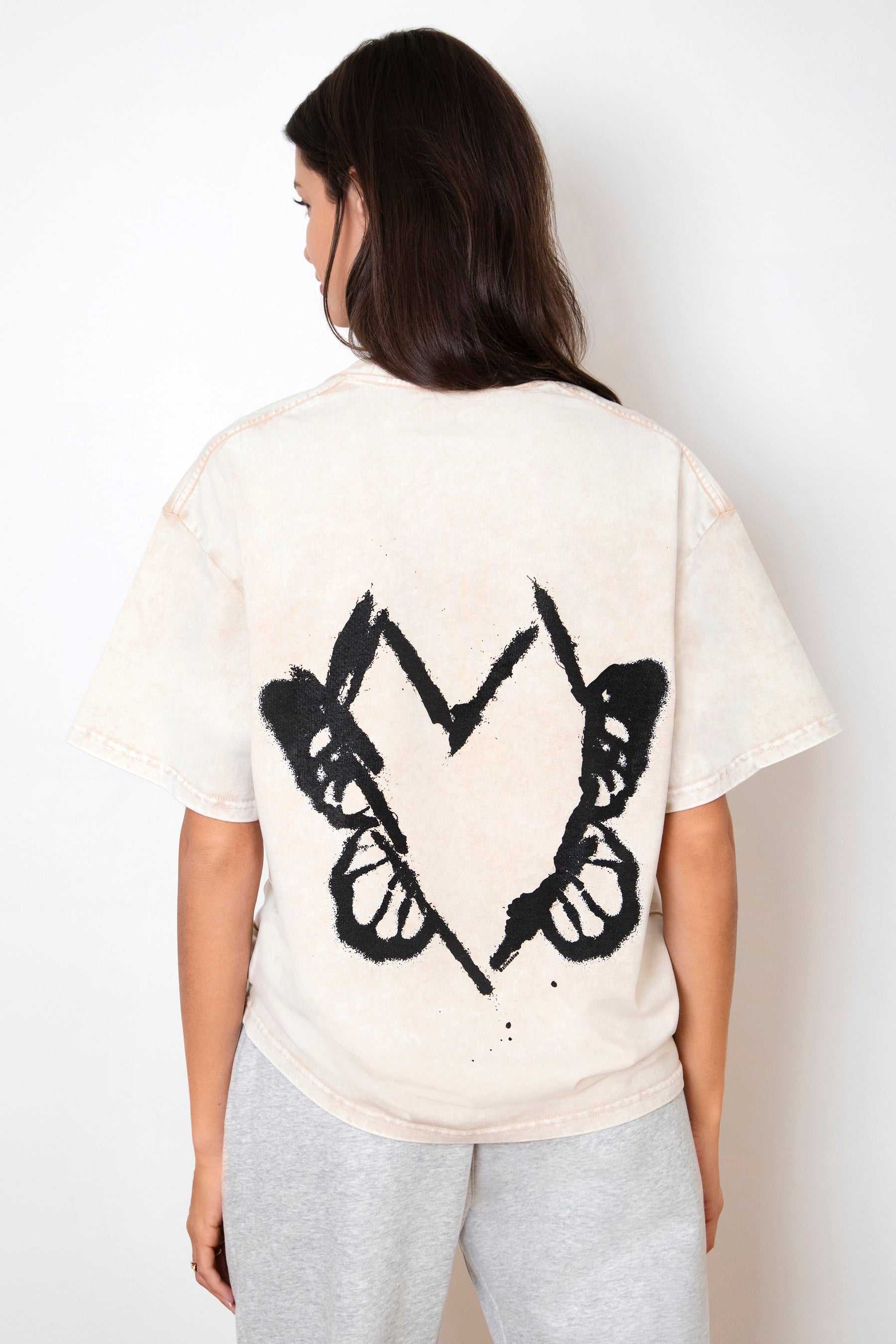 Heart With Wings Vintage Washed Apricot Cotton Tee
