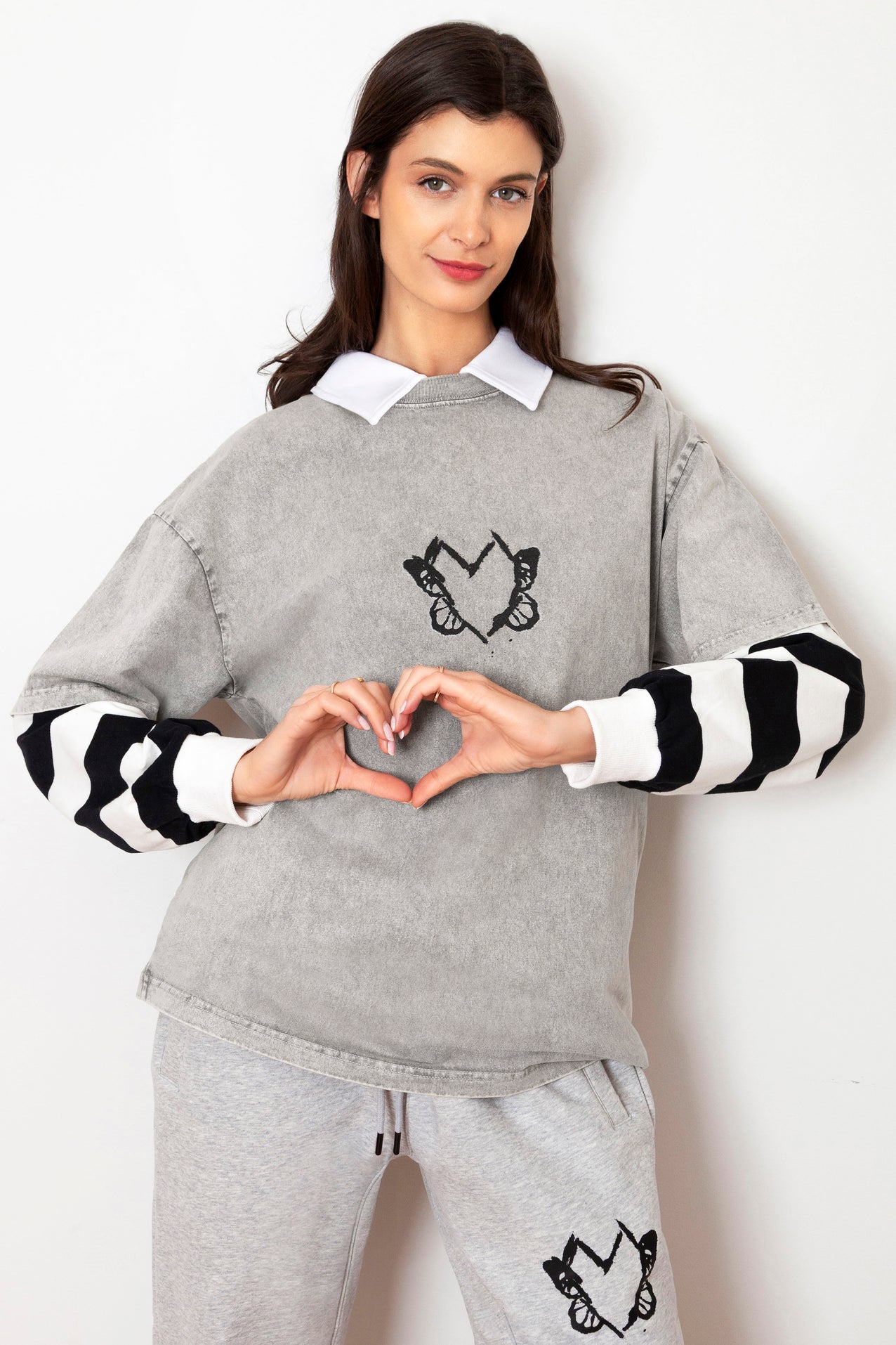 Heart With Wings Vintage Washed Dove Cotton Tee