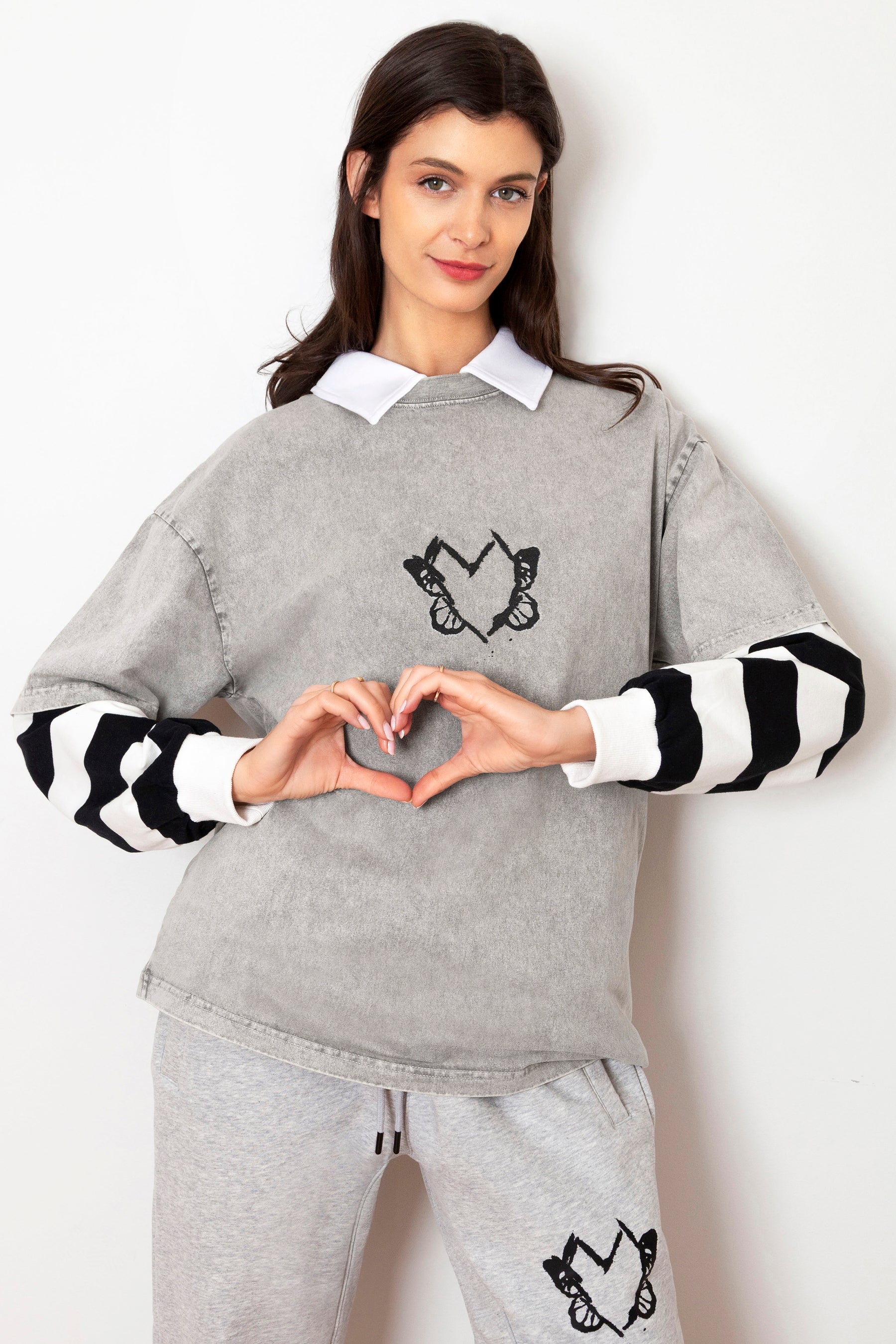 Heart With Wings Vintage Washed Dove Cotton Tee