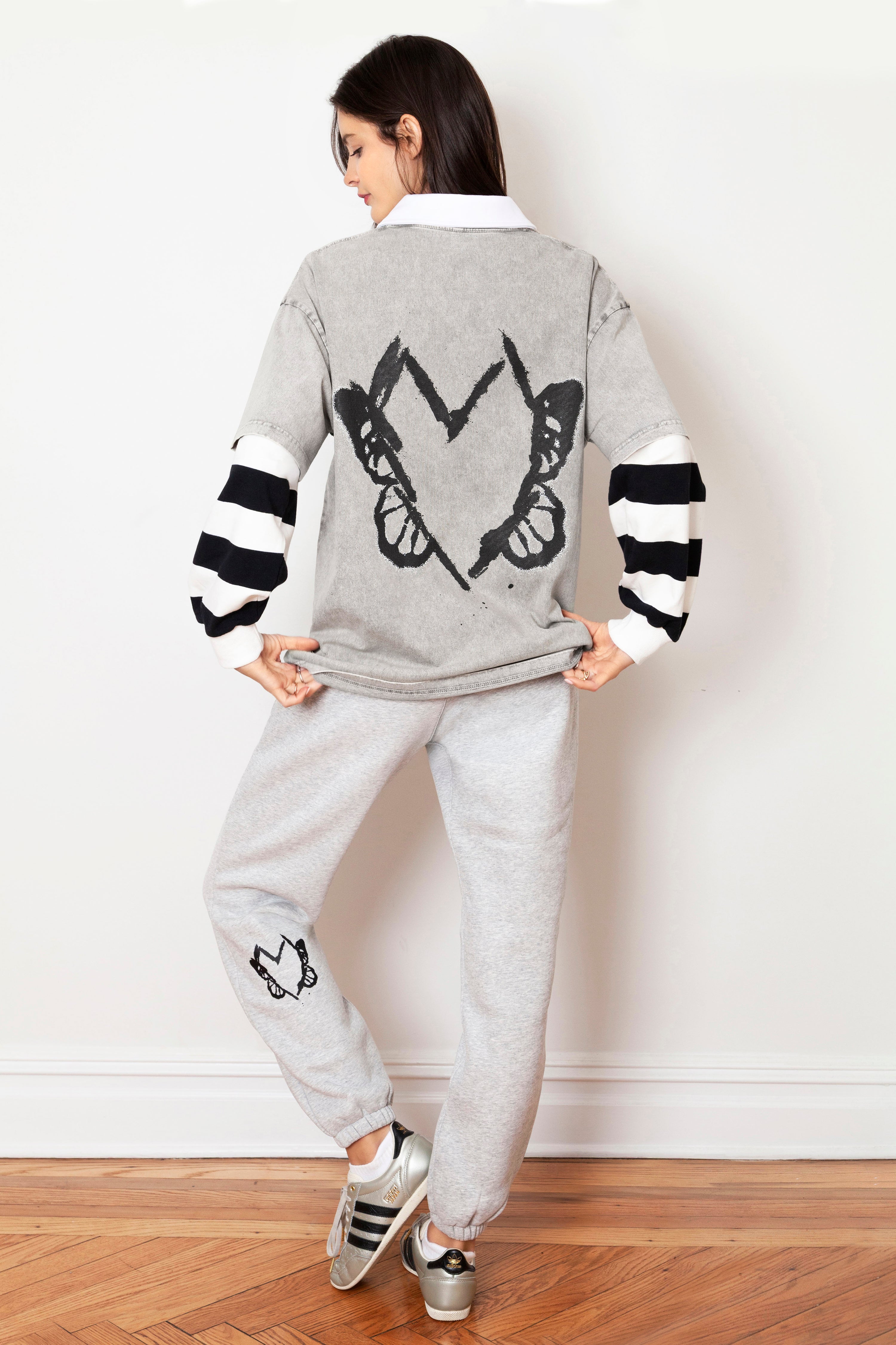 Heart With Wings Dove Grey Signature Streetware Fleece Joggers