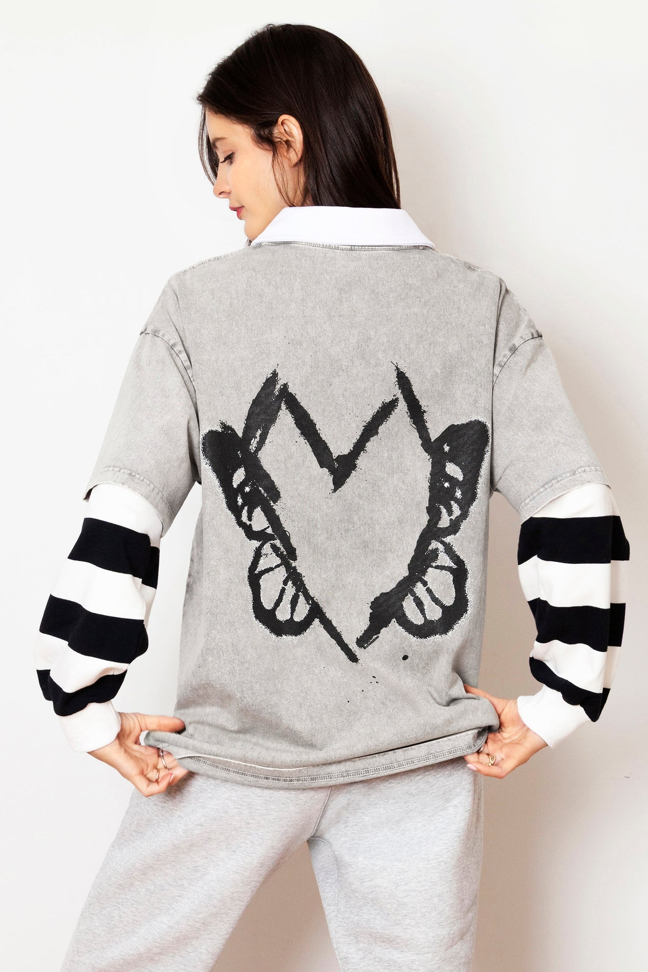 Heart With Wings Vintage Washed Dove Cotton Tee