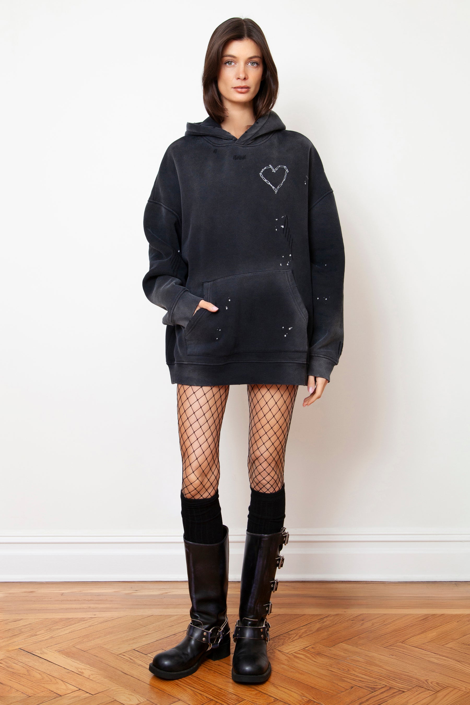Love Riot Custom Distressed Frayed Cotton Hoodie