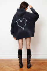 Love Riot Custom Distressed Frayed Cotton Hoodie