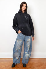 Love Riot Custom Distressed Frayed Cotton Hoodie