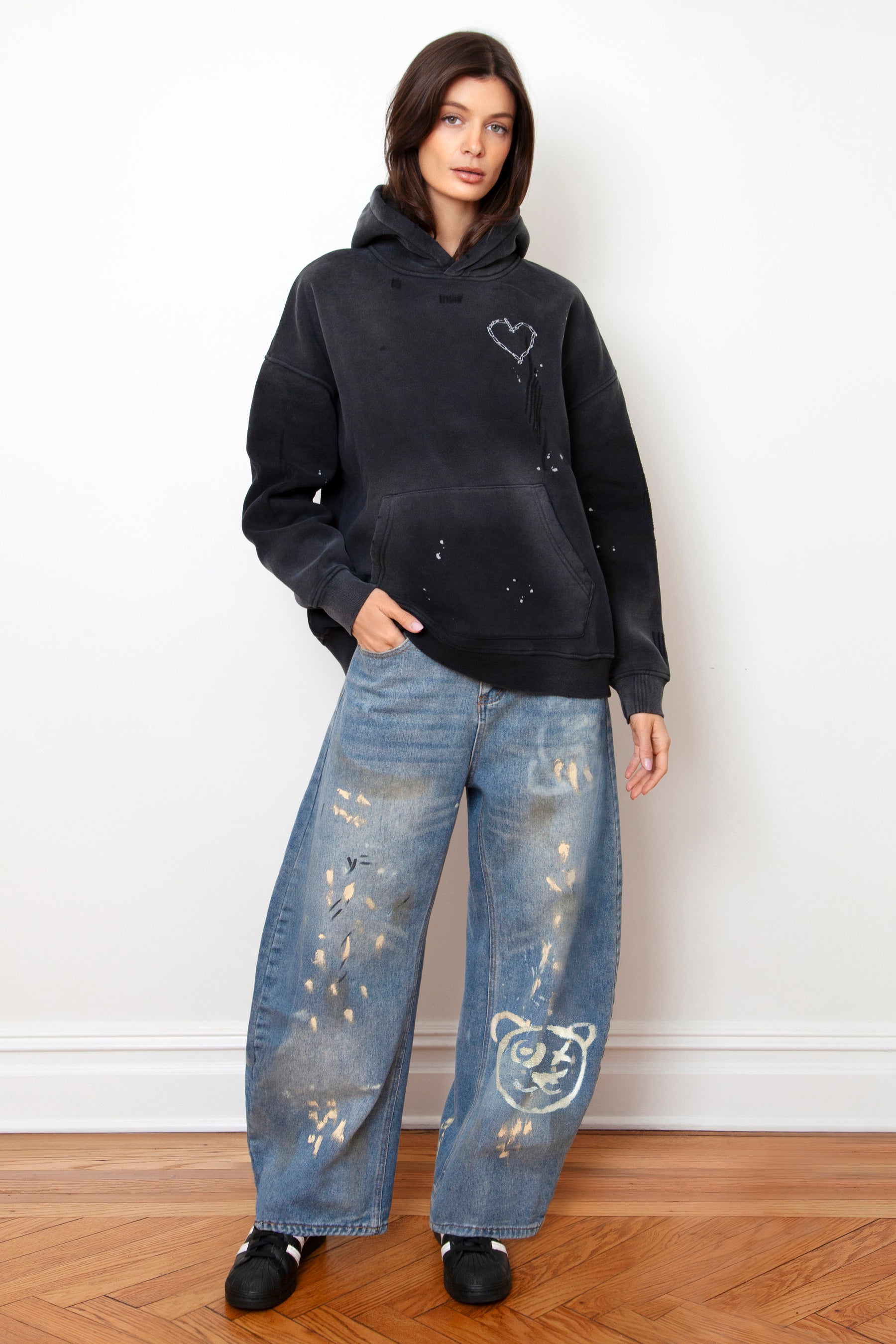 Love Riot Custom Distressed Frayed Cotton Hoodie