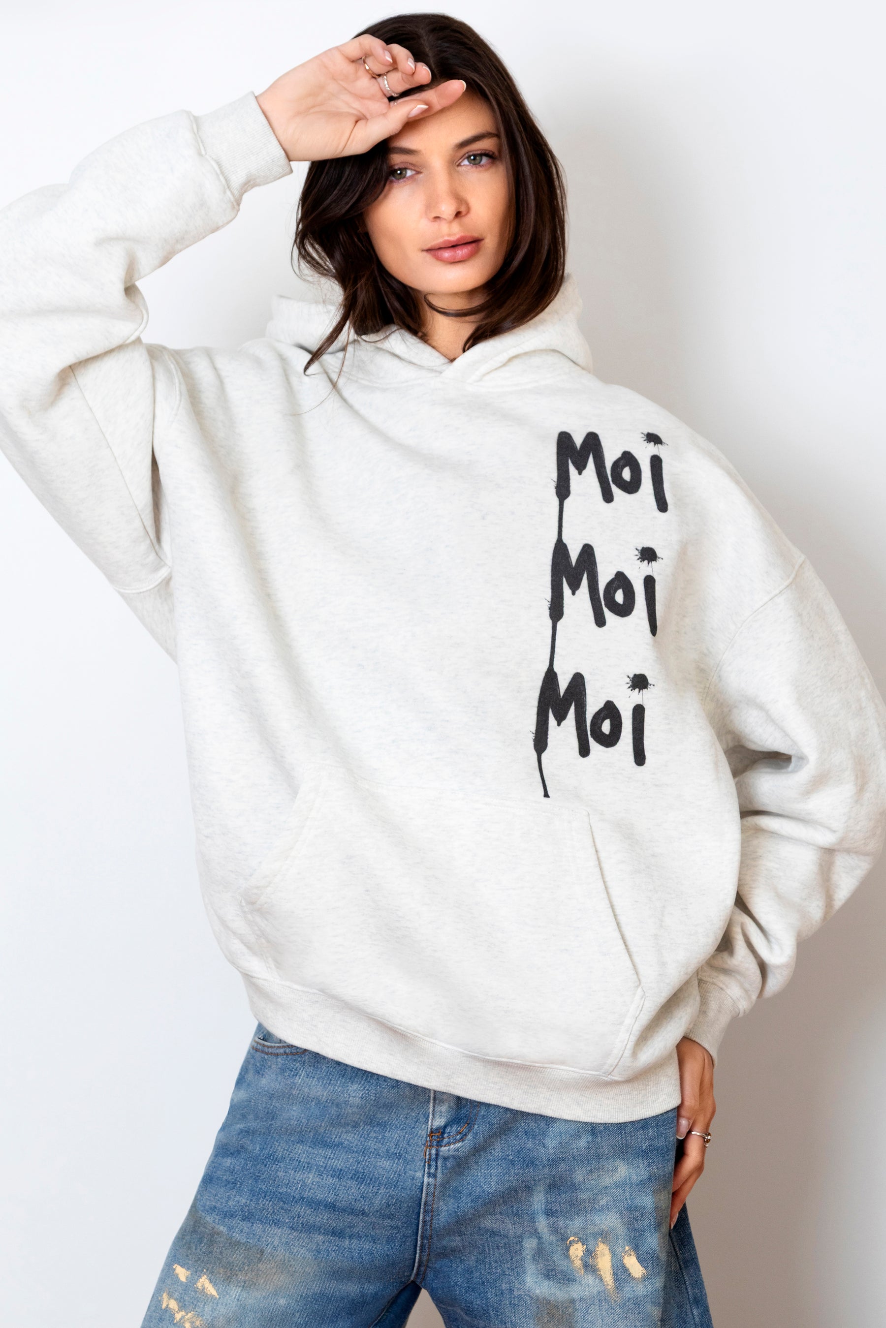 French Kiss Cotton Fleece Heather Grey Graffiti Hoodie