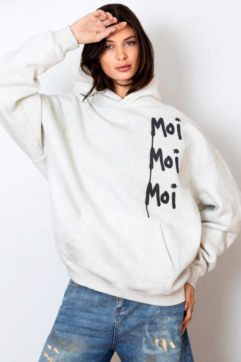 French Kiss Cotton Fleece Heather Grey Graffiti Hoodie