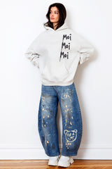 French Kiss Cotton Fleece Heather Grey Graffiti Hoodie