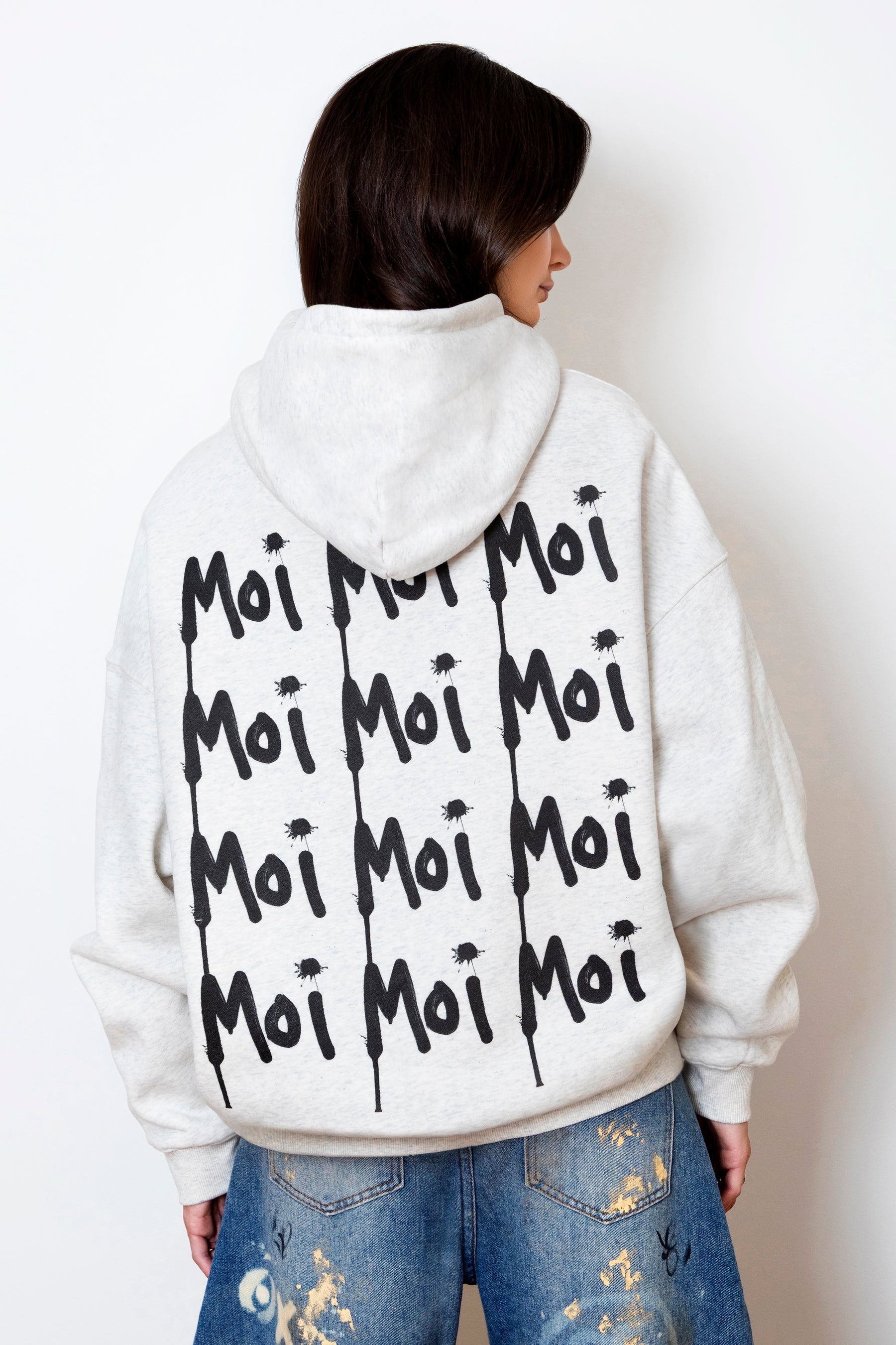 French Kiss Cotton Fleece Heather Grey Graffiti Hoodie