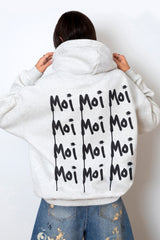 French Kiss Cotton Fleece Heather Grey Graffiti Hoodie