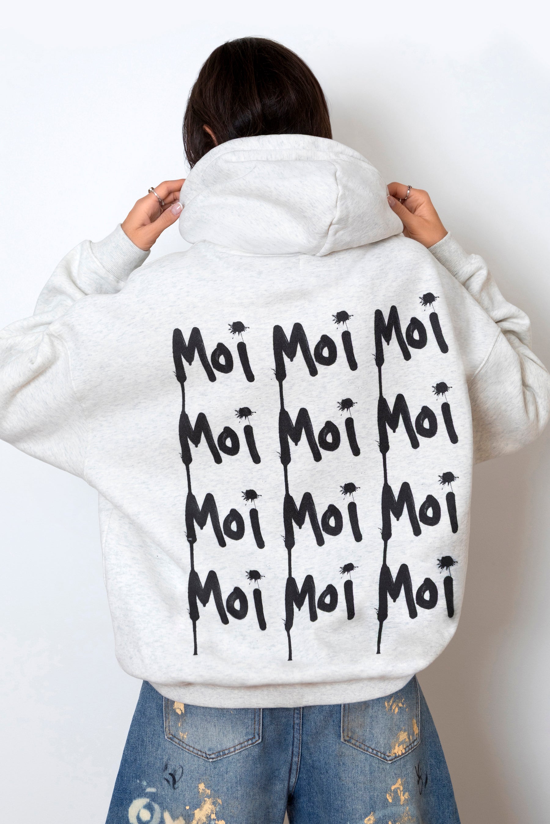 French Kiss Cotton Fleece Heather Grey Graffiti Hoodie