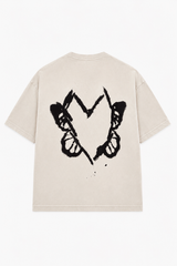 Heart With Wings Vintage Washed Apricot Cotton Tee