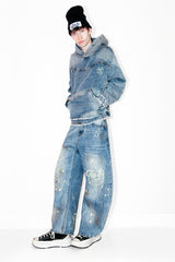 Universal Graffiti Bear Custom Denim Hoodie