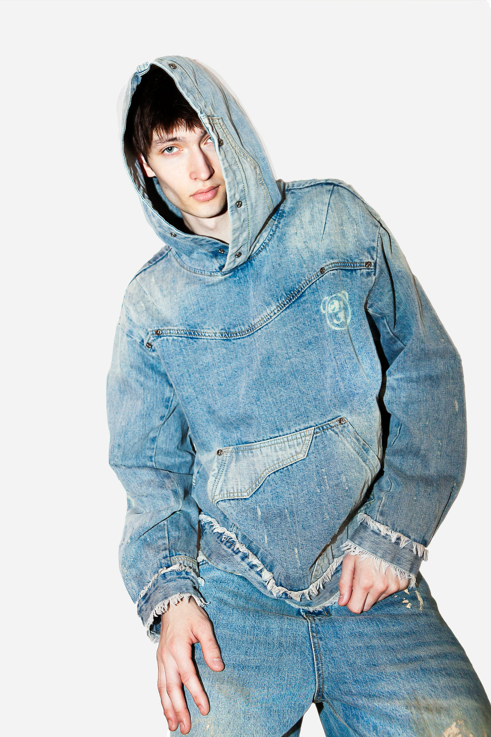Universal Graffiti Bear Custom Denim Hoodie