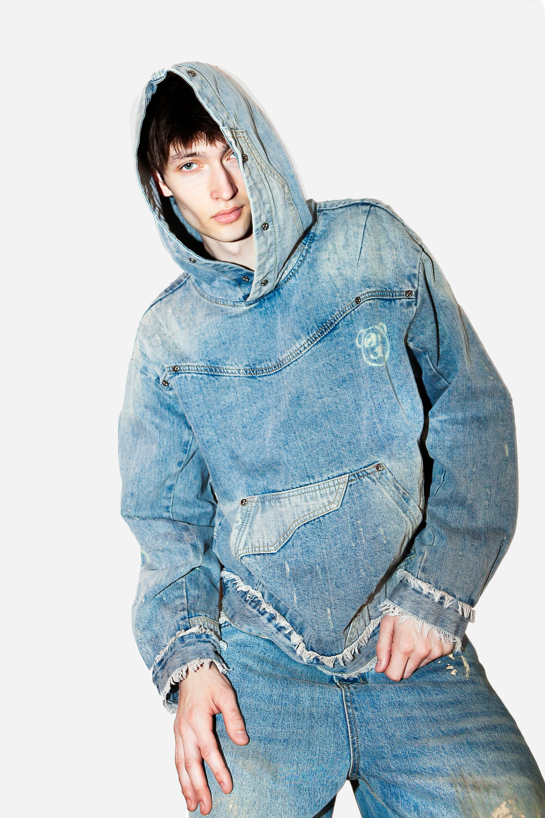 Universal Graffiti Bear Custom Denim Hoodie