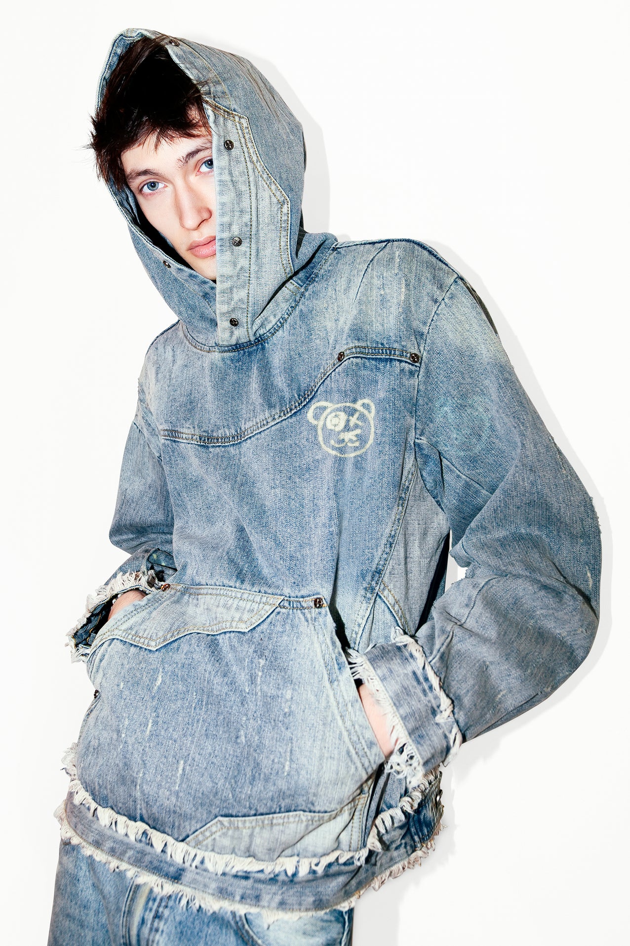 Universal Graffiti Bear Custom Denim Hoodie