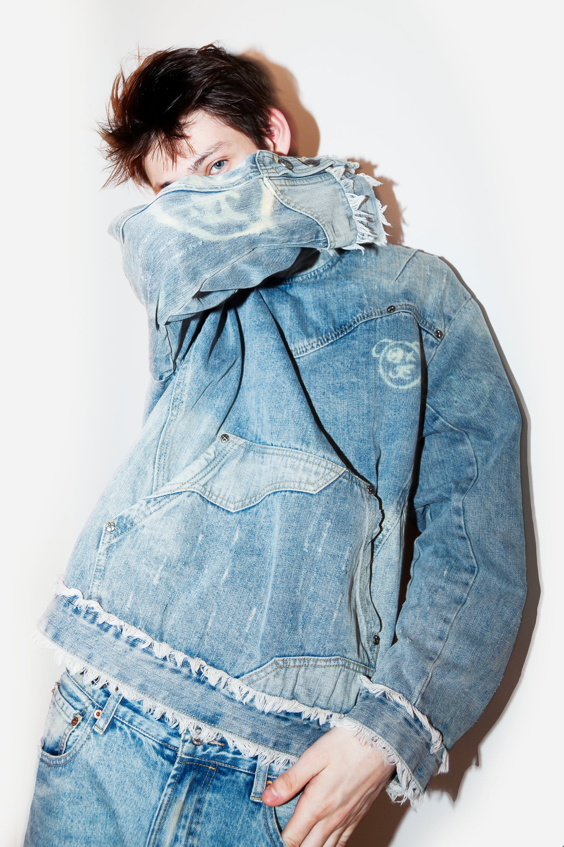 Universal Graffiti Bear Custom Denim Hoodie