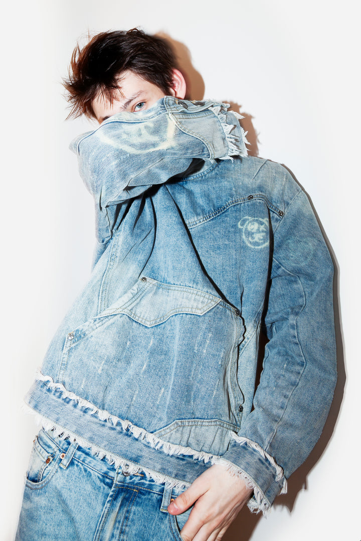 Universal Graffiti Bear Custom Denim Hoodie