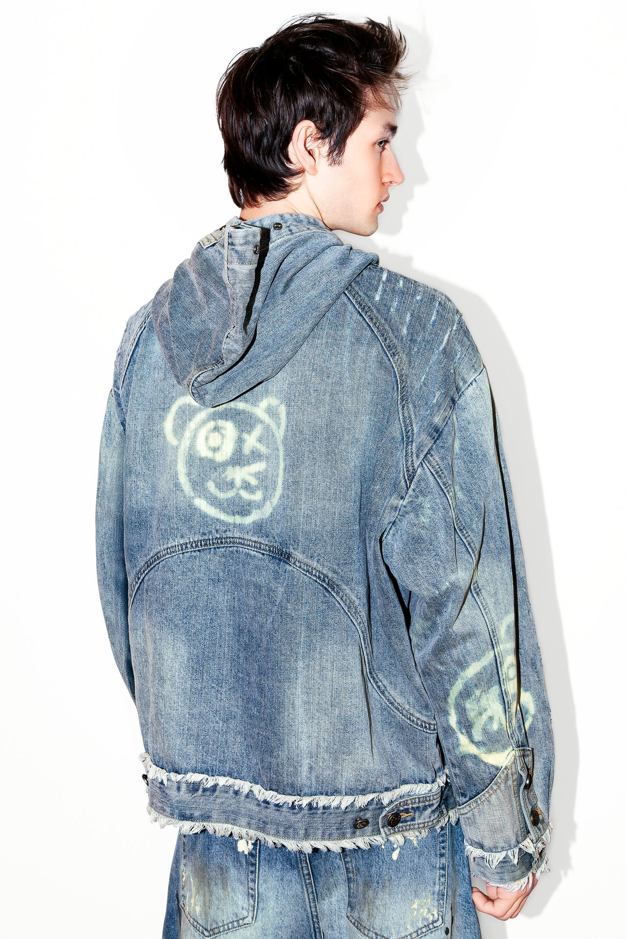 Universal Graffiti Bear Custom Denim Hoodie