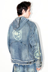 Universal Graffiti Bear Custom Denim Hoodie