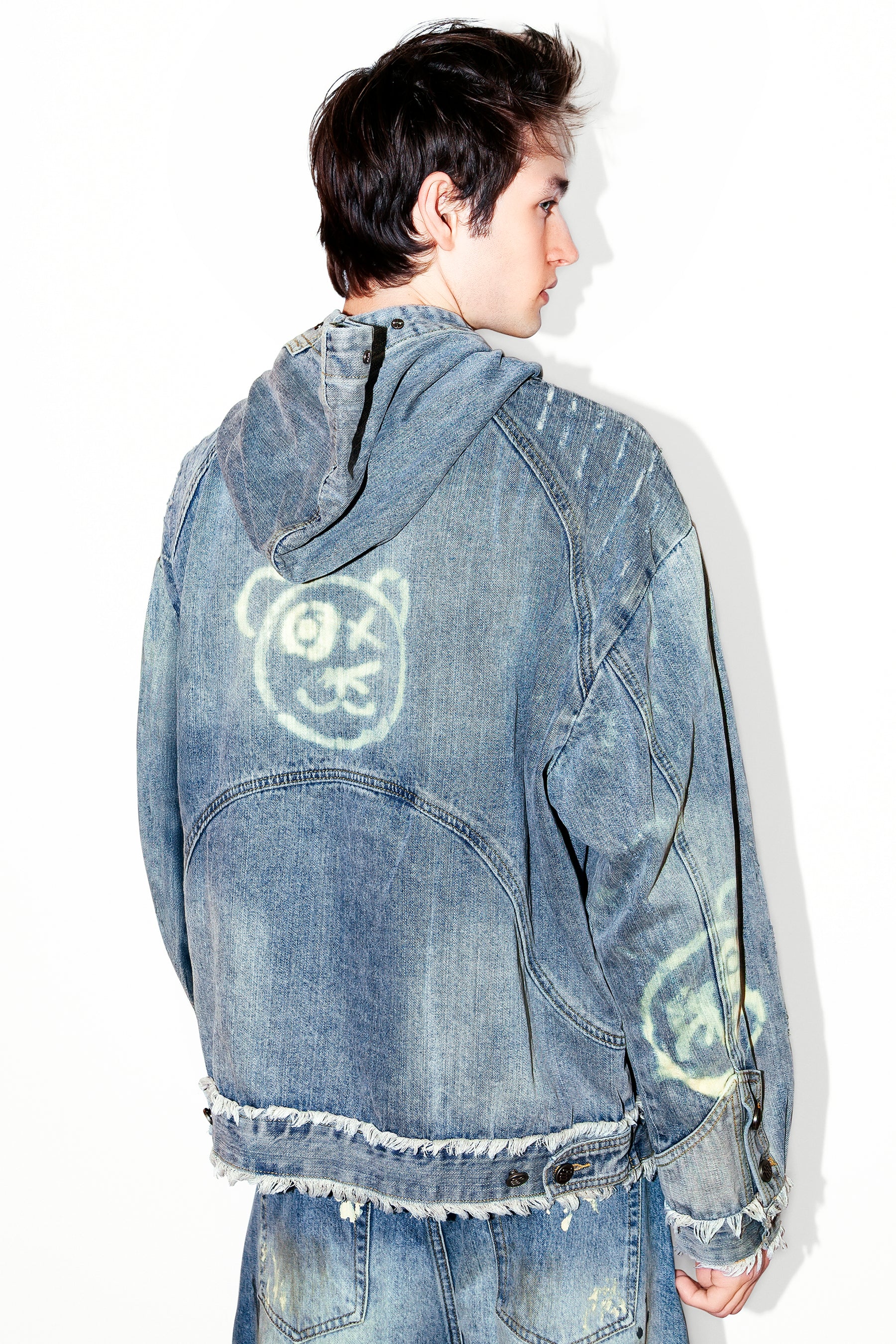 Universal Graffiti Bear Custom Denim Hoodie