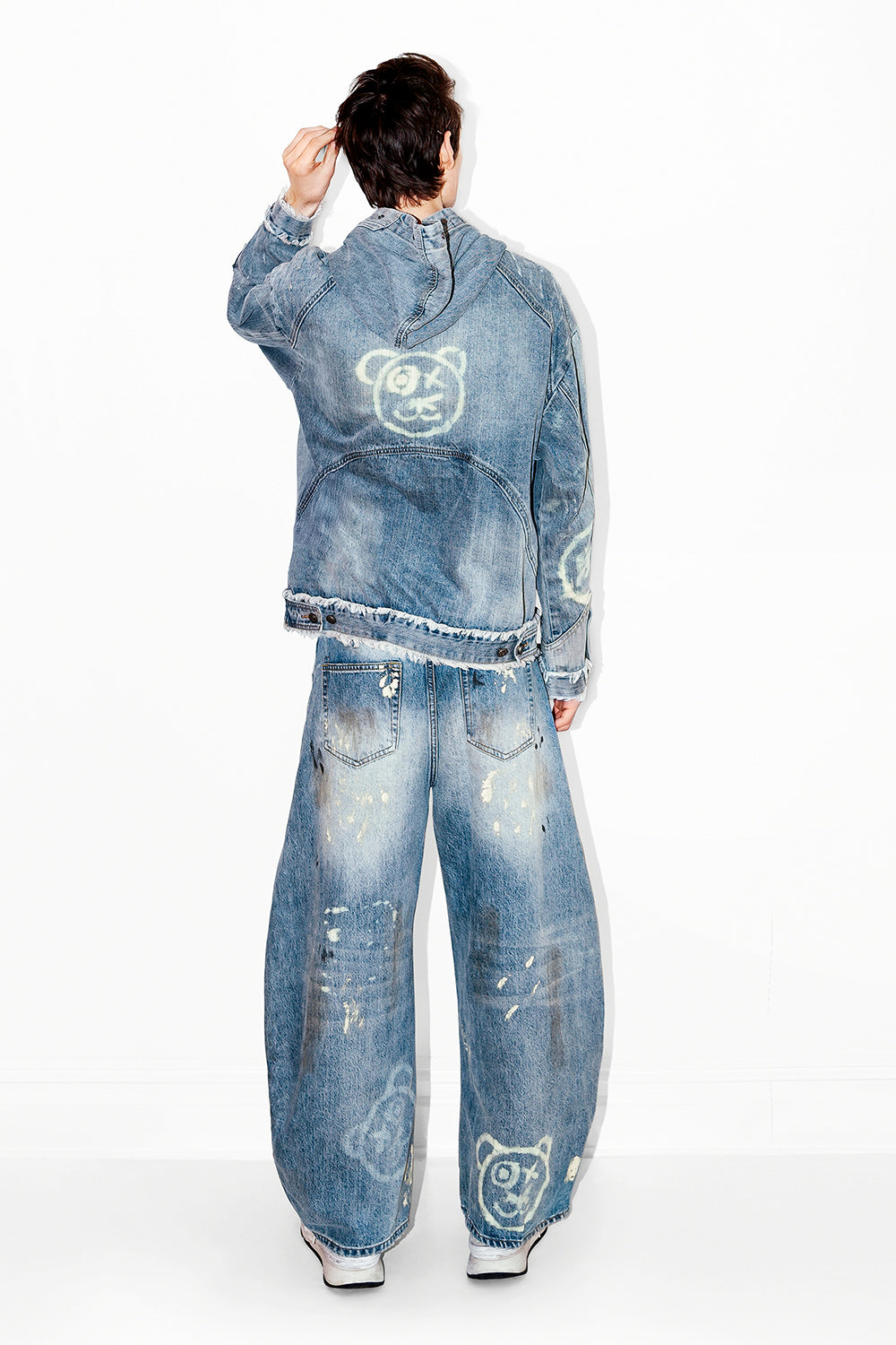 Universal Graffiti Bear Custom Denim Hoodie