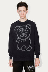 Universal Fit Graffiti Bear Vintage Washed Cotton Midnight Crewneck
