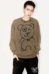 Universal Fit Graffiti Bear Vintage Washed Cotton Sage Crewneck