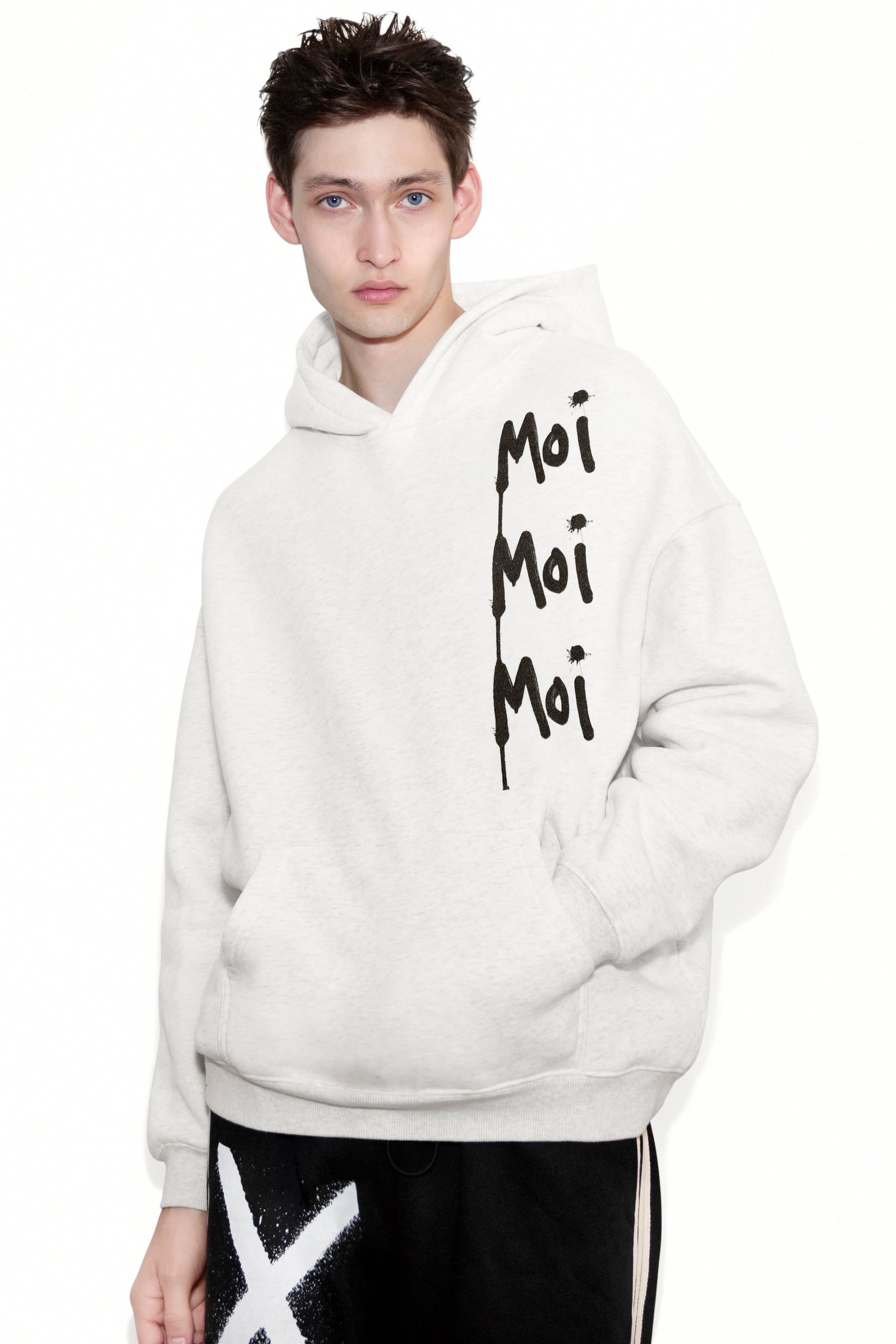 Universal Fit French Kiss Cotton Fleece Heather Grey Graffiti Hoodie