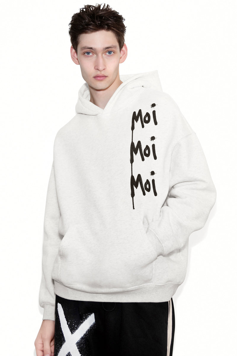 Universal Fit French Kiss Cotton Fleece Heather Grey Graffiti Hoodie