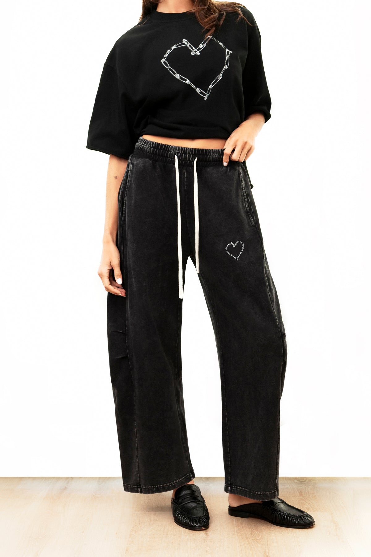 Love Riot Mineral Wash Cotton Barrel Pants
