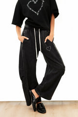 Love Riot Mineral Wash Cotton Barrel Pants