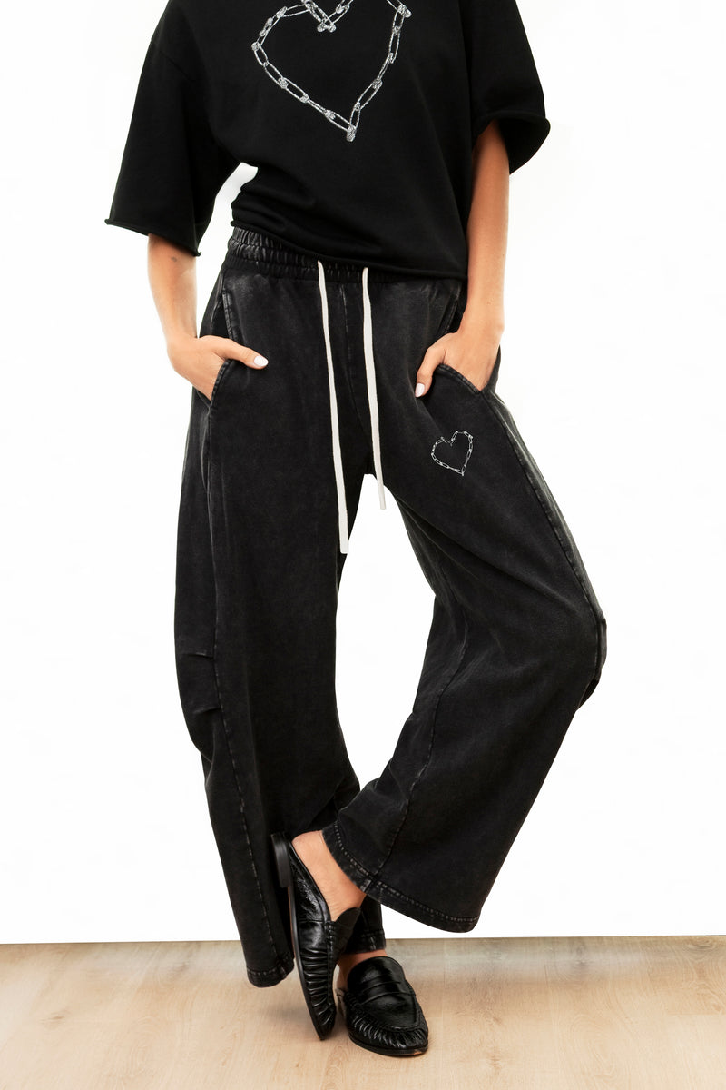Love Riot Mineral Wash Cotton Barrel Pants