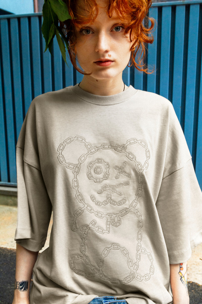 Graffiti Baby Bear Organic Cotton Chain Link Embroidery Tee