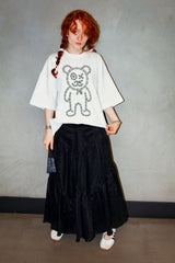 Graffiti Daddy Bear White Organic Cotton Black Chain Link Embroidery Tee