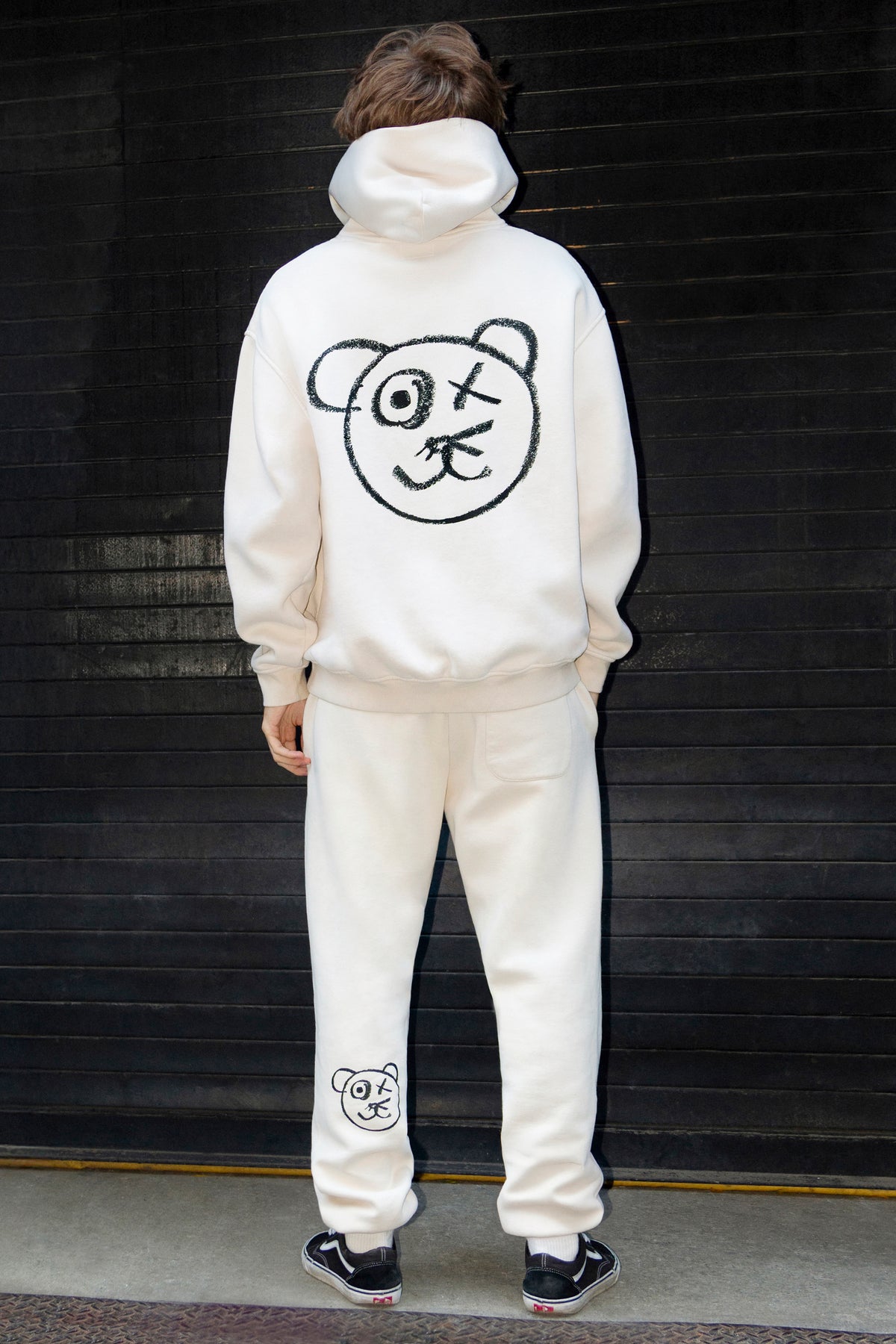 Universal Fit Graffiti Bear Cotton Cream Vintage Wash Joggers